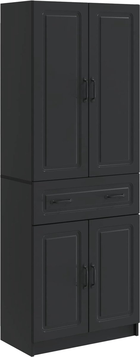vidaXL Kast - Set - 2 - st - Zwart - Bewerkt - hout