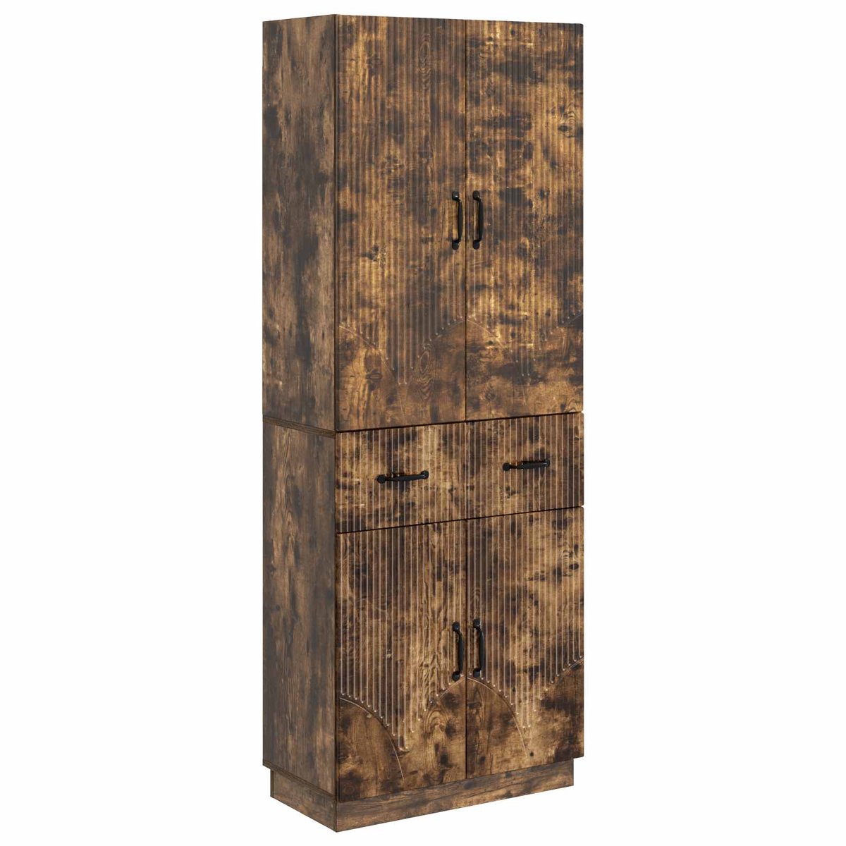 vidaXL Kast - Set - 2 - st - Gerookt - eiken - Bewerkt - hout Gerookt eiken