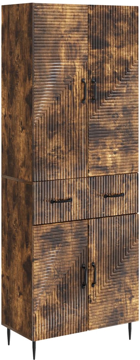 vidaXL Kast - Set - 2 - st - Gerookt - eiken - Bewerkt - hout Gerookt eiken