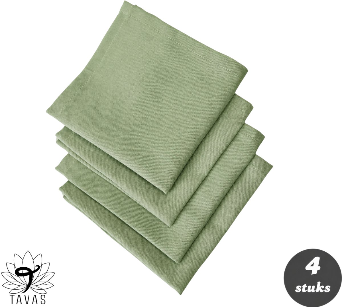 Tavas Servetten - 30 x 30 cm - Set van 4 stuks - Matchagroen - Katoen