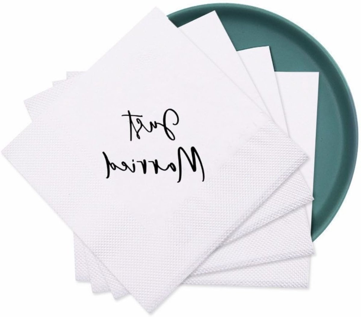 100 Stuks Papieren Servetten "Just Married" voor Bruiloft, Feest, Verjaardag en Decoratie