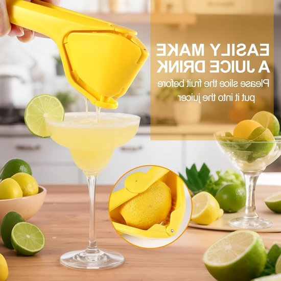 Citroenpers - Handmatige fruitpers - Handmatige Citroen en Citruspers - Geschikt voor citroenen, limoenen, mandarijnen, sinaasappels, fruit - Geel — afbeelding 3