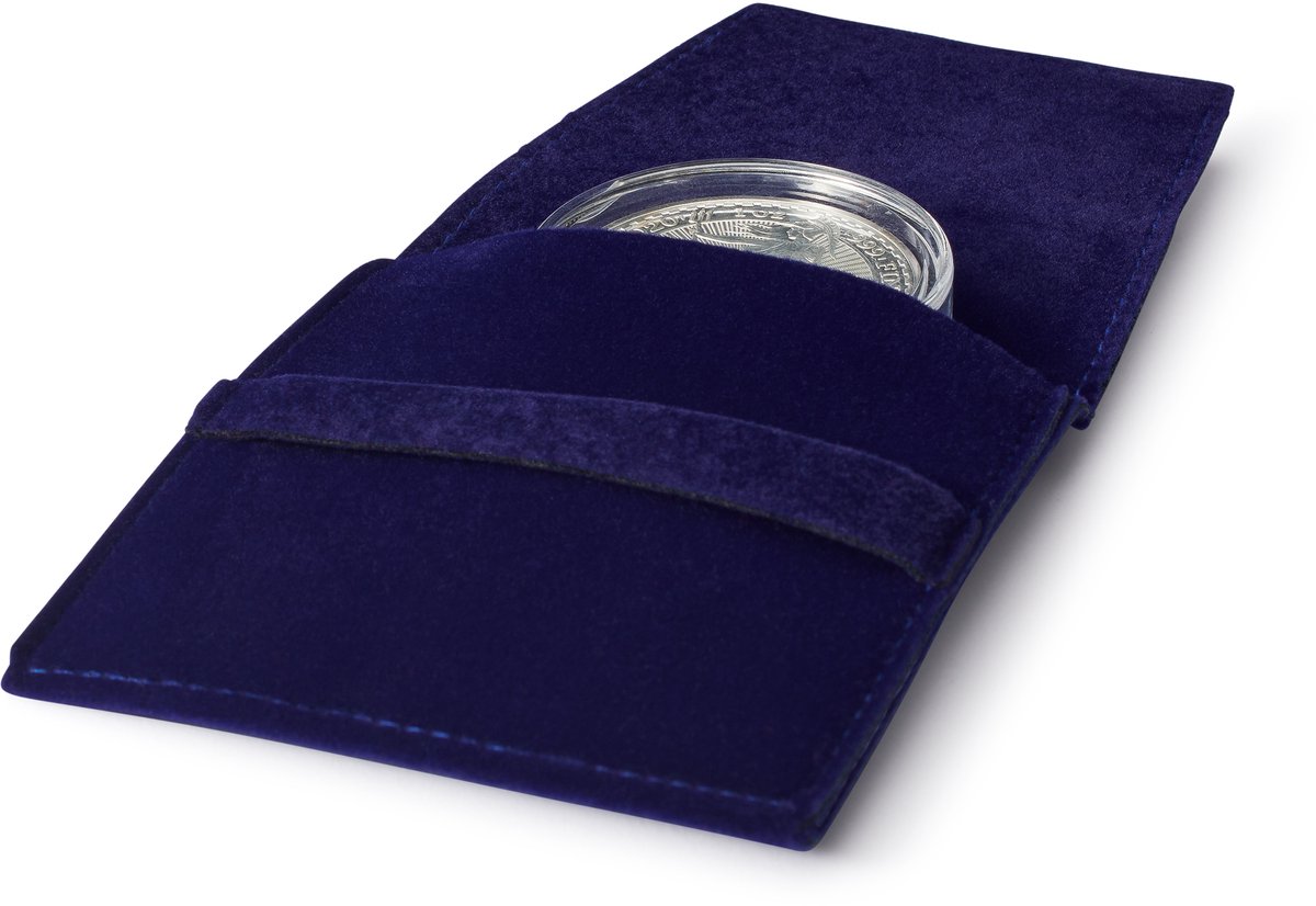 PREMIUM - Muntcapsule - Muntvakje voor één munt met of zonder capsule tot 50 mm, blauw