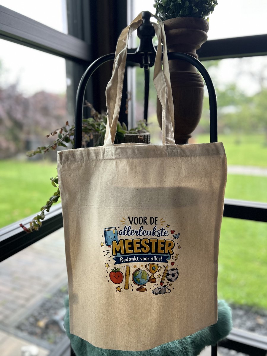 Creaties van Hier - Katoenen Tas voor de allerleukste Meester - Katoen - 38x42 cm