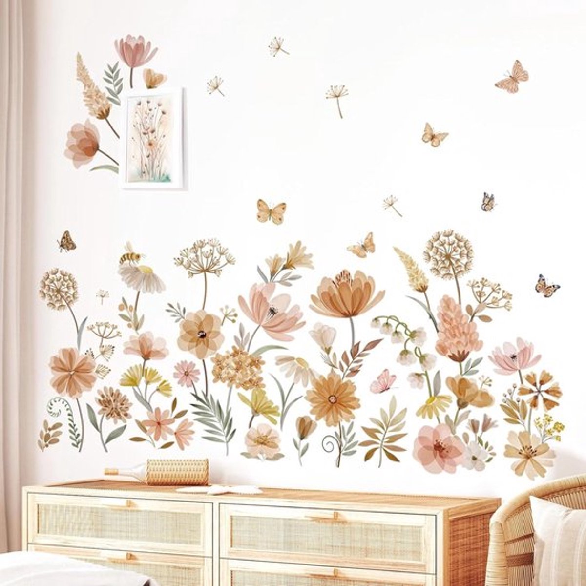 Bloemen Muurstickers Wilde Bloemen Paardenbloem Gras - Meisjeskamer Woonkamer Keuken Decoratie