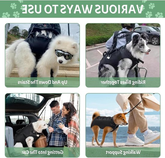 Hondenrugzak met Handgreep, Draagharnas voor Honden, Transportbox voor Honden, Herstelharnas voor Gewonde en Oudere Honden (M) — afbeelding 4
