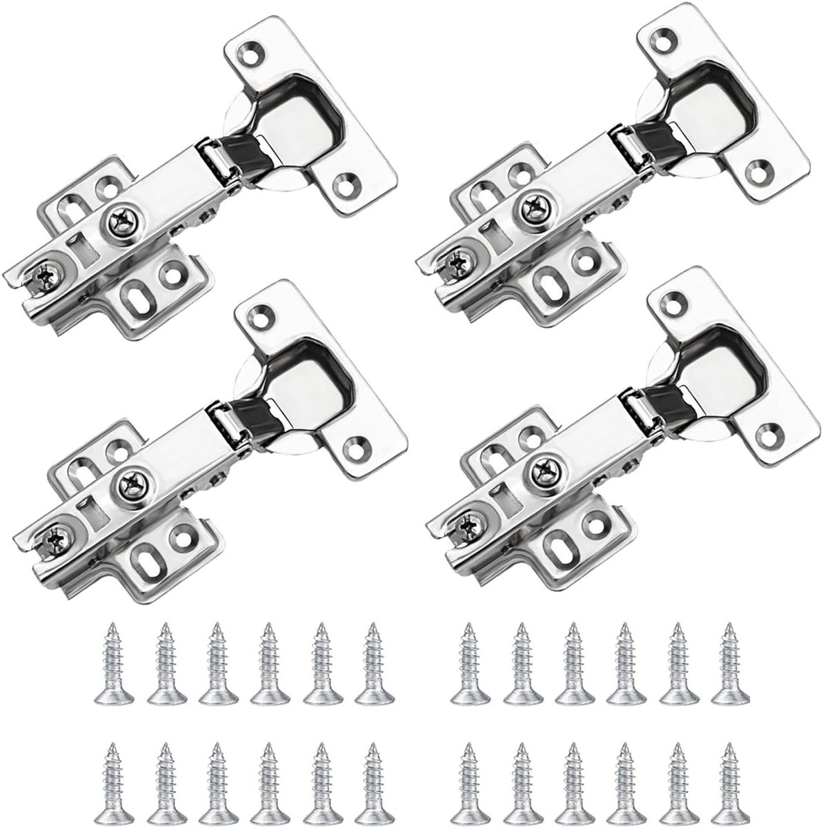 Set van 4 Soft Closing Keuken Kast Scharnieren met Schroeven - Volledige Overlay Stille Deurscharnieren voor Badkamer en Keuken
