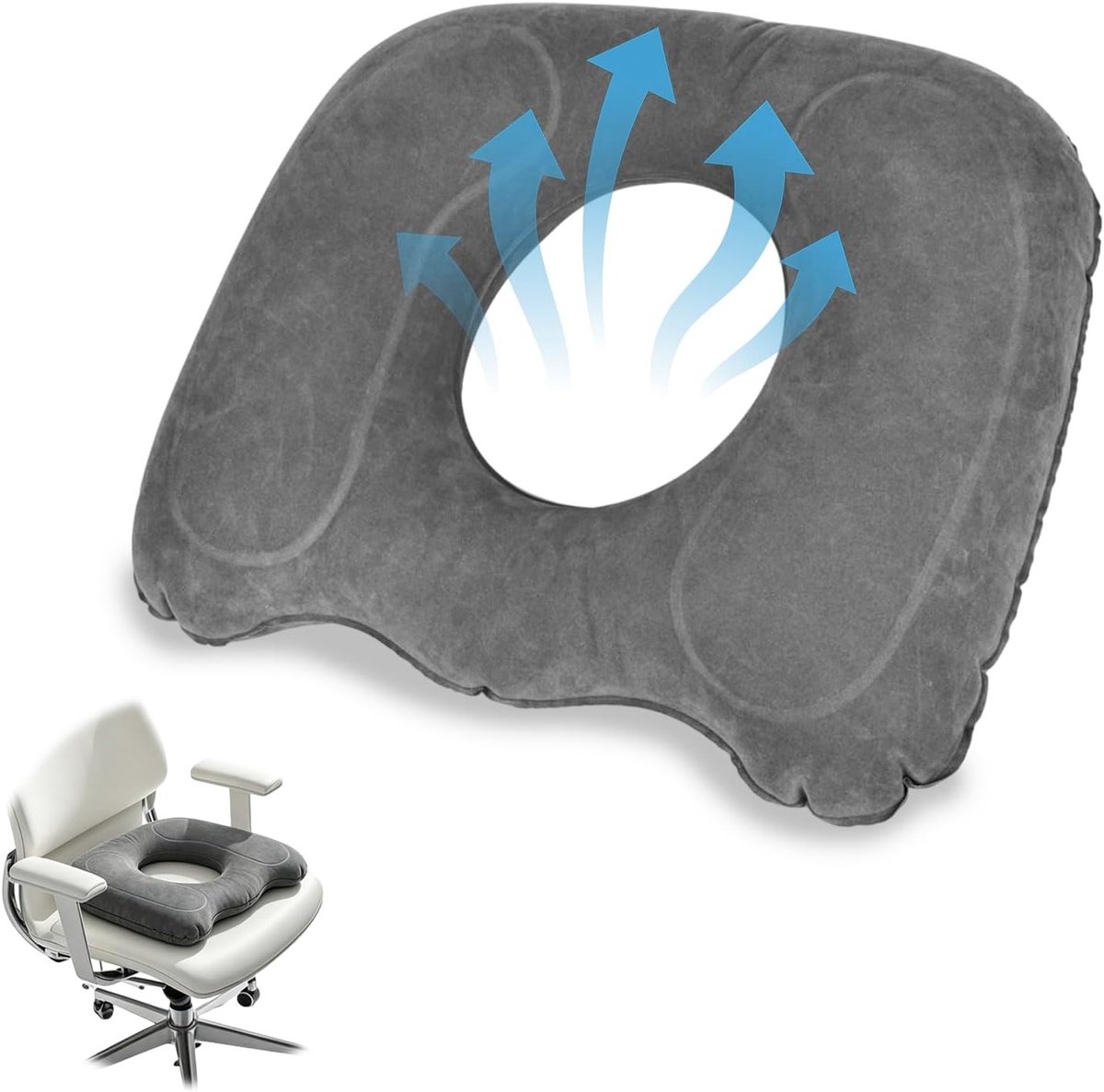 Opblaasbare Zitkussen met Donutvorm voor Orthopedische Ondersteuning, Coccyx Verlichting bij Aambeien, Ischias en Herstel na Chirurgie voor Thuis, Kantoor en Auto