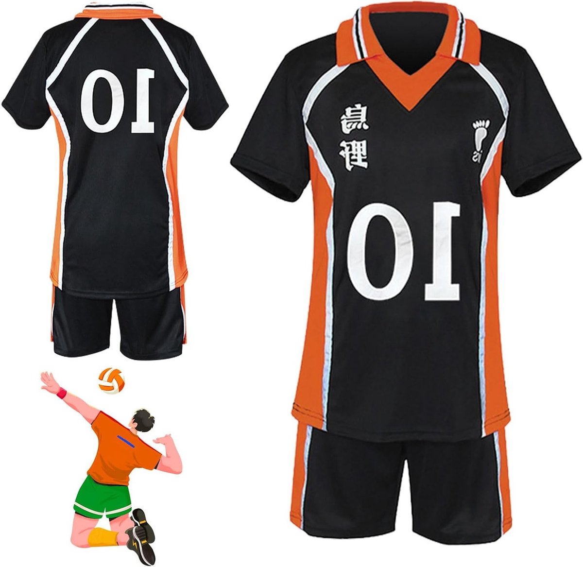 Karasuno Cosplay Outfit voor Mannen - Haikyuu Volleyball Jersey en Shorts - Shouyou Hinata Kostuum voor Halloween en Carnavalsfeesten