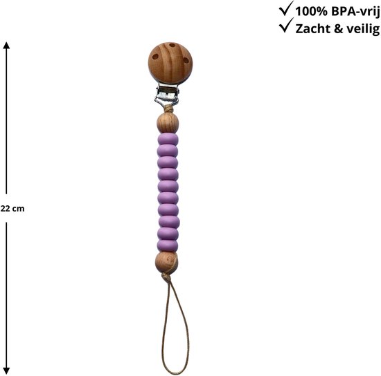 Zibbi Nordic Speenkoord Blush Purple - Luxe Siliconen Speenclip - BPA Vrij van Zibbi — afbeelding 2