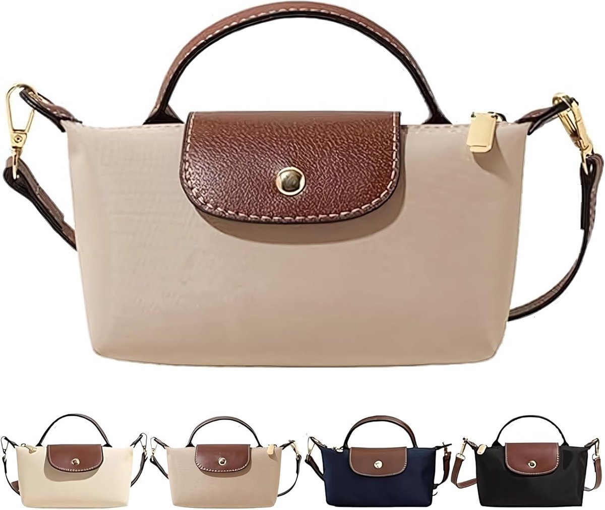 JeiibrZui Dames Mini Schoudertas - 17x10x5cm - 1 Stuks - Waterafstotend Nylon - Zwart Blauw Beige Khaki - Verstelbare Riemen voor Reizen Werk School