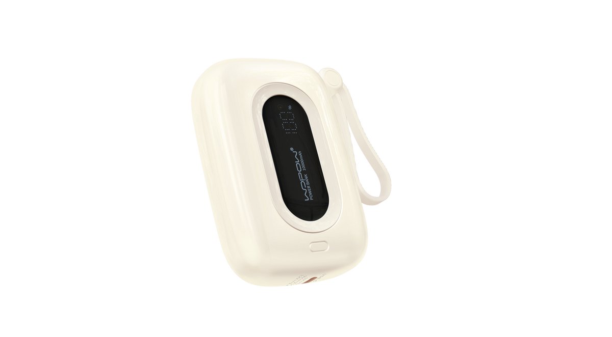 Wopow Powerbank met ingebouwde USB-C & Lightning Kabels, SQ27, 10.000mah, 22.5W, Wit, 6933185721788