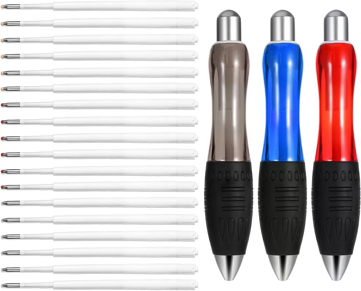 Zware Balpen Set van 3 Stuks, Dikke Grip voor Comfortabel Schrijven, Ideaal voor Mensen met Beperkingen, Kantoorgebruik, Zwart, Rood, Blauw