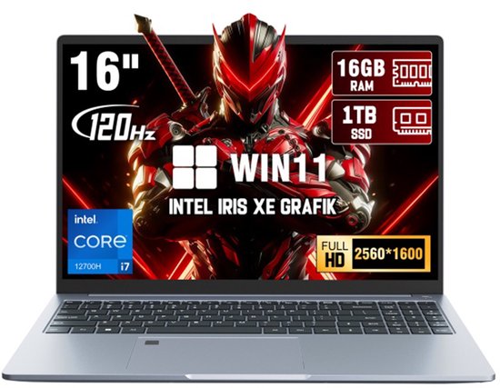 N16 Pro 16 inch laptop - Intel Core i7-12700H - 12GB DDR4 - 1TB SSD - QHD 120Hz - Intel Arc - Windows 11 - Ninkear - Hoofdafbeelding