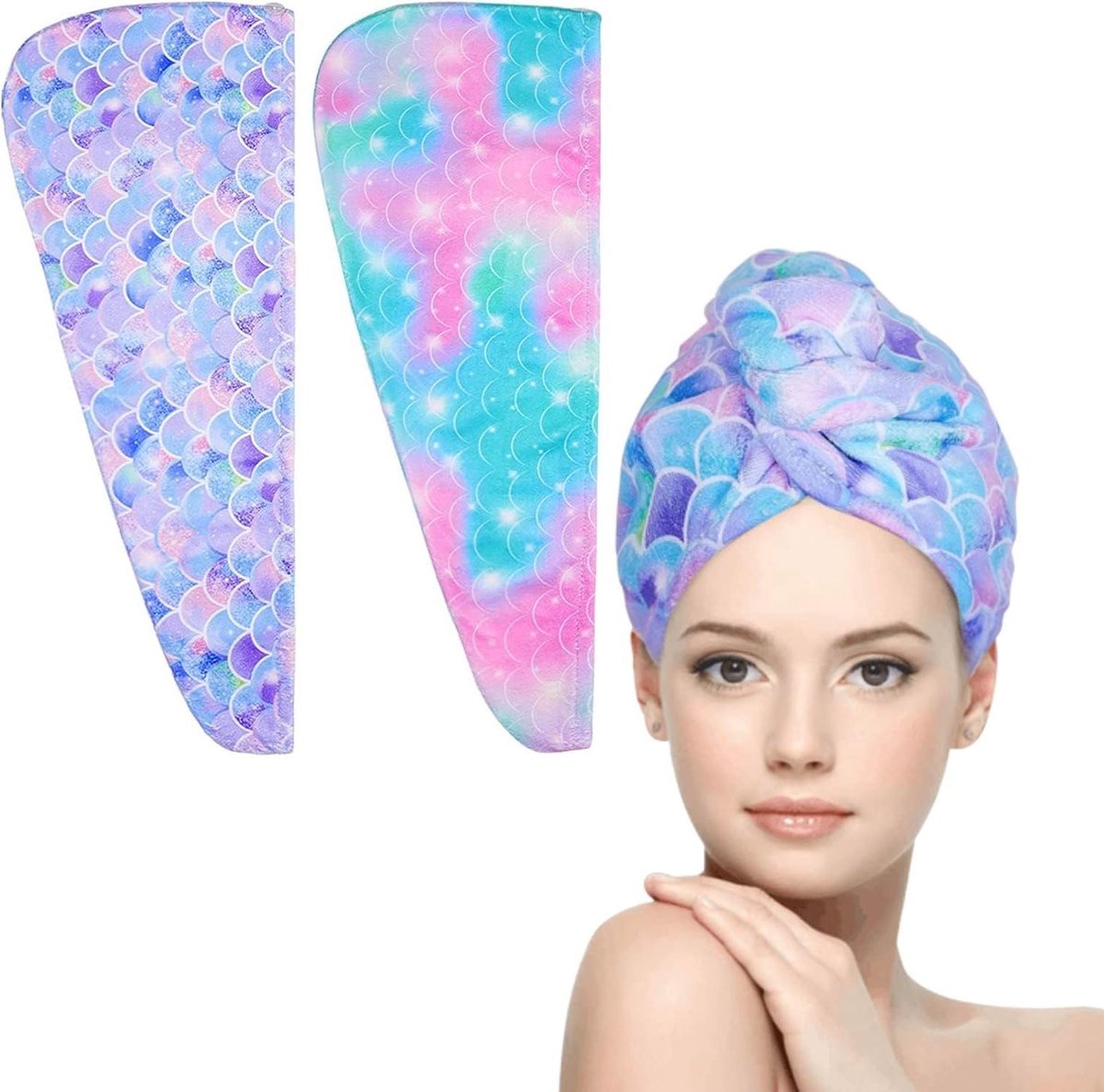 2-Pack Microfiber Haartowels - Sneldrogende en Ultra-Absorberende Handdoeken voor Nat Haar - Ideaal voor Vrouwen en Meisjes, Perfect voor Haarverpakkingen en Styling