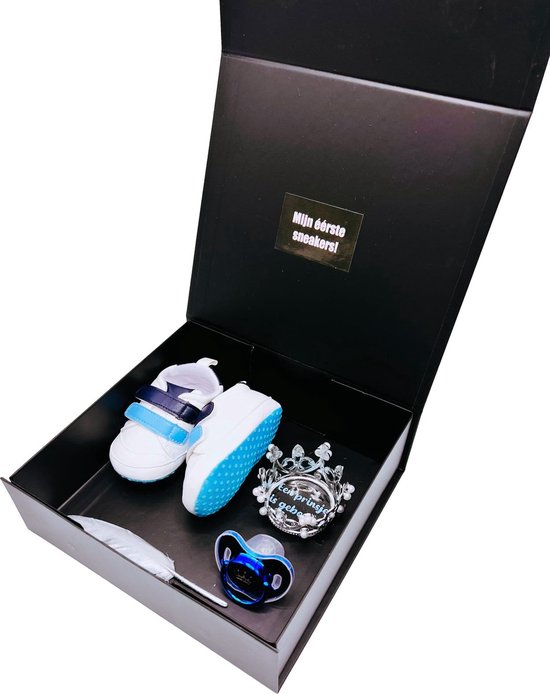 Kraamcadeau Eerste Sneakerbox Blauw - mijn eerste babysneakers, geboortegeschenk, cadeau gender reveal Koetsiekoetsie — afbeelding 3