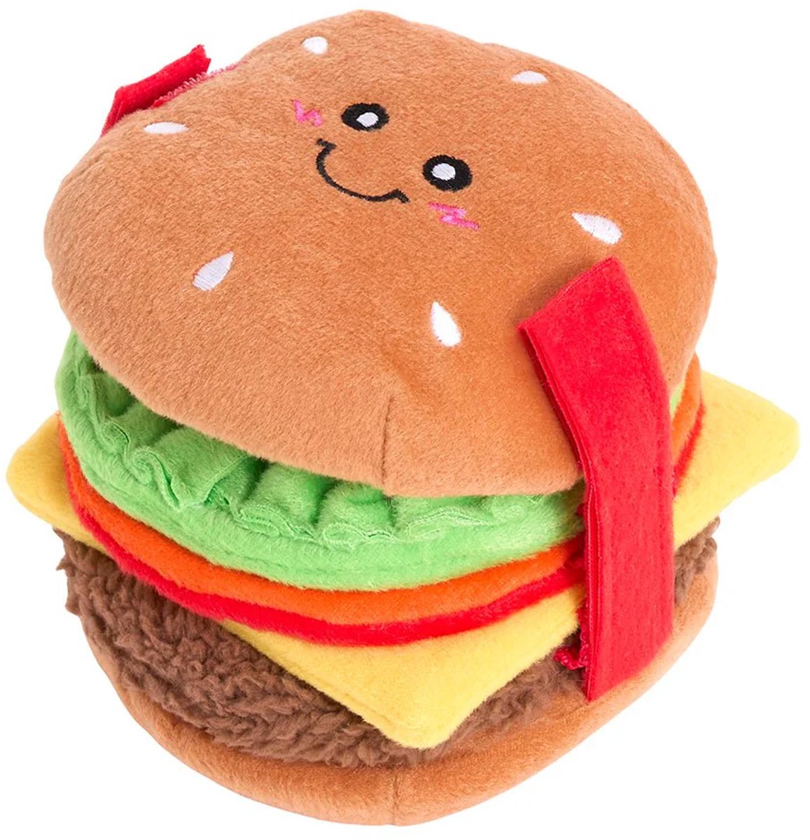 Zippypaws Snufflerz Stacks - Cheeseburger - snuffel en zoekspeeltje voor honden - 12,5 x 15 x 15 cm