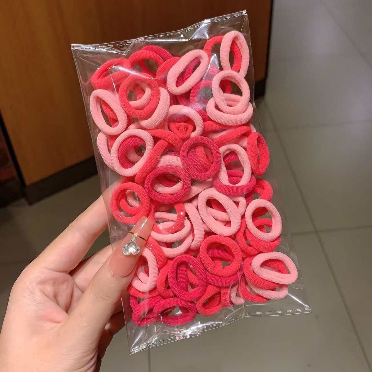 Haarelastiekjes voor meisjes, dames en kinderen, elastisch, kleurrijke kleuren, verschillende verpakkingsmaten met opbergtas (roze, 100 stuks, klein))