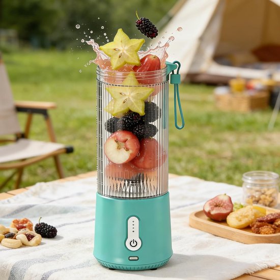 Draagbare mixer,draagbare blender,mini-mixer smoothiemaker,kleine sapcentrifuge,smoothiemaker, draadloos, USB-sapcentrifuge voor sportschool, kantoor, camping, 450 ml — afbeelding 2