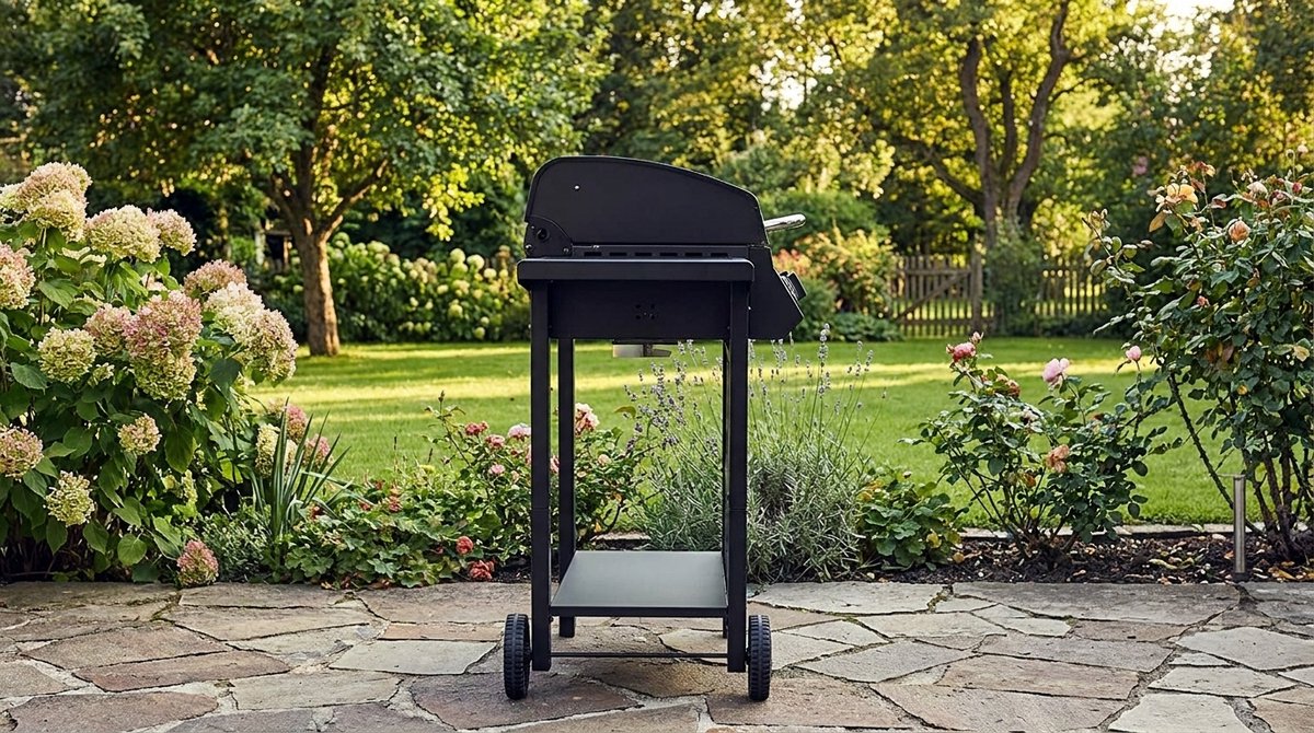 Gasbarbecue 3 Branders met Thermometer en Zijtafels - House&Garden Compact BBQ Grill op Gas - RVS Grillrooster, Warmhoudrek & Vetopvangbak - Camping & Balkon Gasbarbecue Buitenkeuken