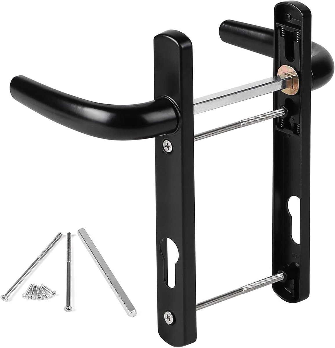 Door Handle voor Binnen- en Buitendeuren - 92 mm - Zwart - Aluminium Legering Set - Totale Lengte 210 mm - Voor Toegangsdeuren en Raamdecoratie