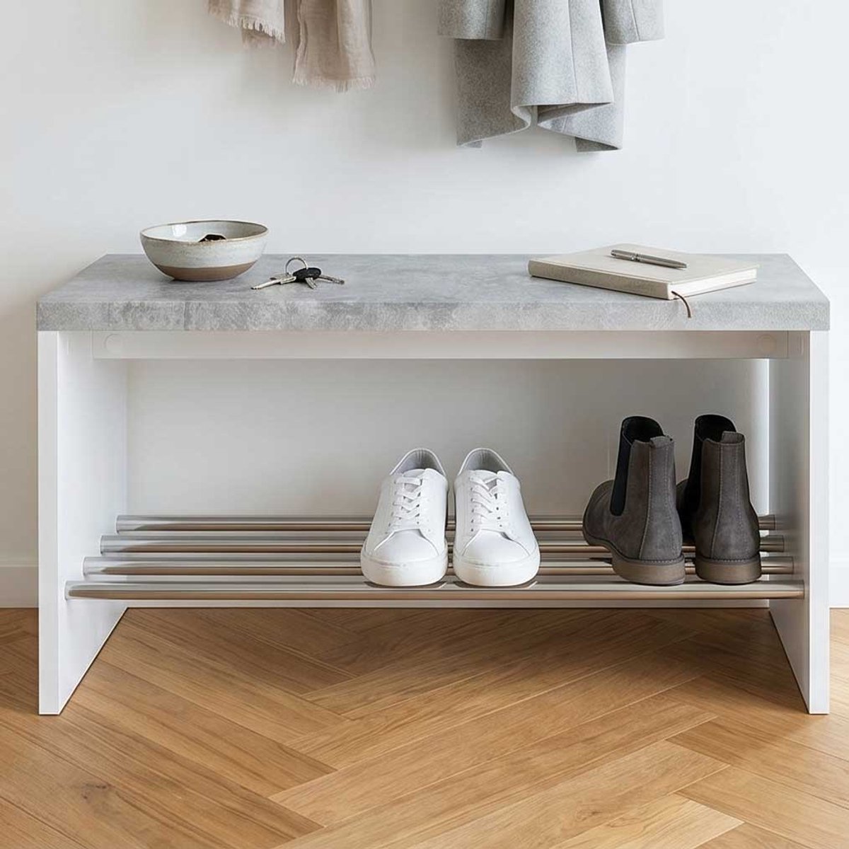 Bank Tillio 81cm, 1 Rek - Chroom/beton Decor