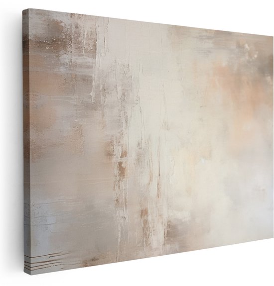 Artaza Canvas Schilderij Abstract - 80x60 cm - Wanddecoratie Japandi - Muurdecoratie Modern - Decoratie Woonkamer - Beige