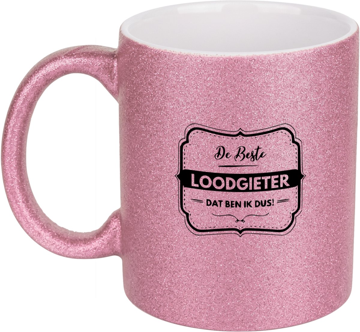 Hacebo® - De beste loodgieter dat ben ik dus koffiebeker glitter roze - Loodgieter - Vrienden familie - thee mok - koffie beker - Collega - Cadeau - koffiemok - 350 ML inhoud