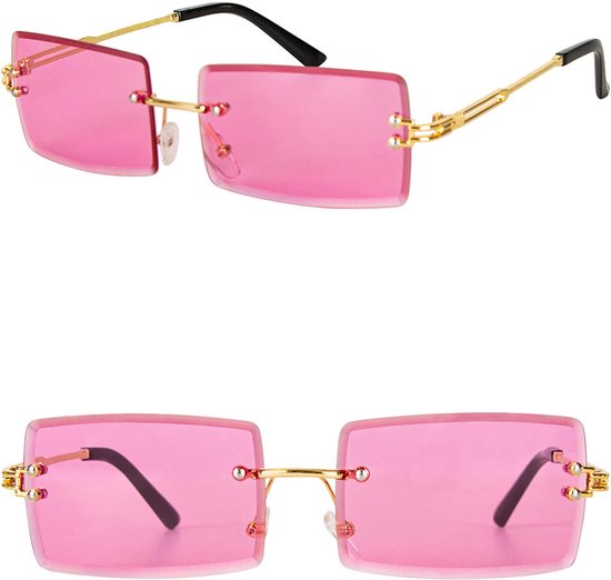 Zonnebril rechthoekig - Festival bril - Rave bril - Glasses - Roze van Merkloos — afbeelding 3