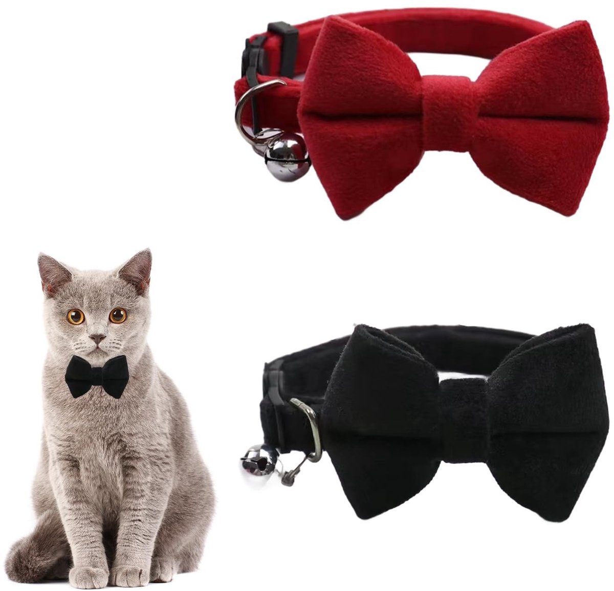 Dailygoods - Set van 2 Verstelbare Kattenhalsbanden met Veiligheidssluiting