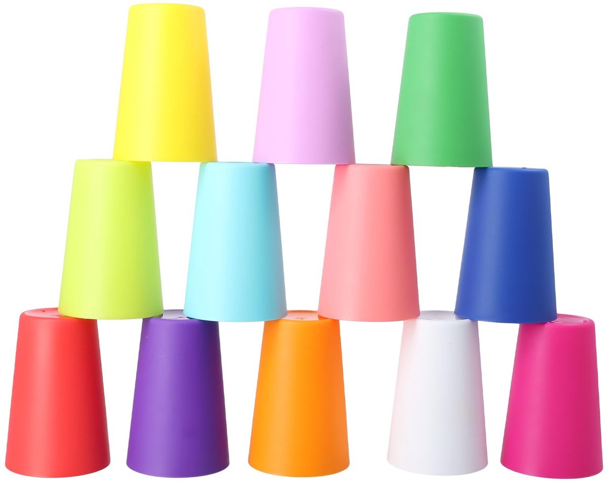 Dailygoods - Dailygoody - Herbruikbare plastic bekers - Kleurrijke waterglazen - Sterke en slagvaste kunststof - 12 stuks - Perfect voor feesten en kinderen - Idea...