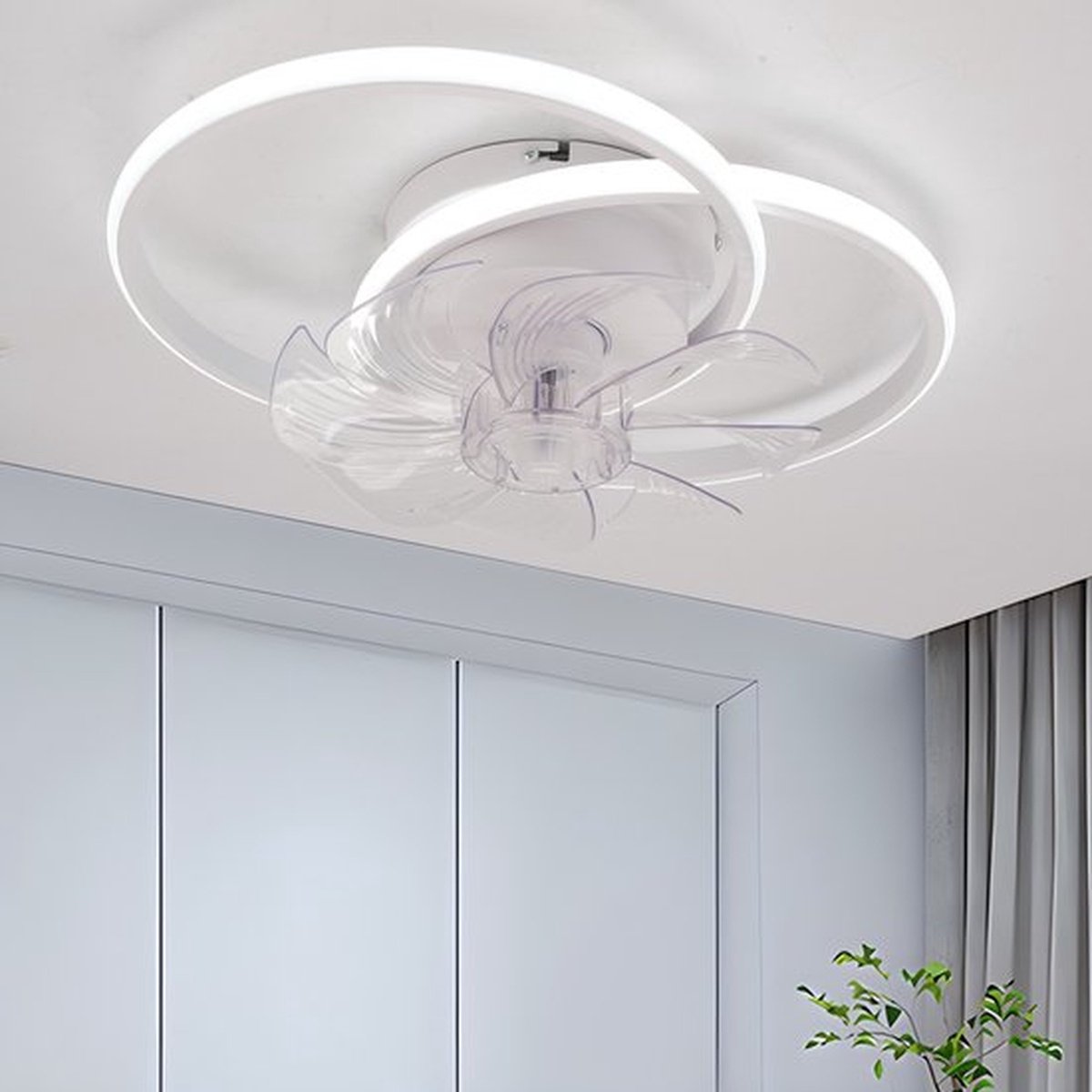 Plafondventilator met verlichting - Afstandsbediening en app-bediening - LED dimbare ventilator plafondlamp - Voor eetkamer, slaapkamer en woonkamer - Ventilatorlamp – foto 4