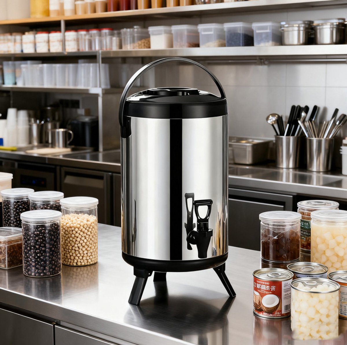 NETTLIFE Thermoskan - Grote capaciteit - Duurzaam roestvast - Lange warmtebehoud - Handmatige kraan - Essentieel voor de keuken