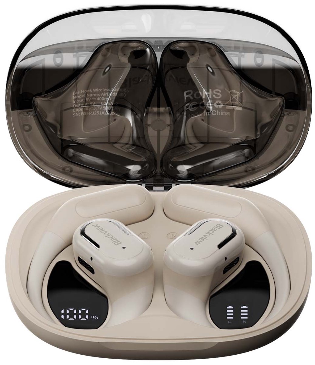 Blackview AirBuds 300 - Open ear Oordopjes - Oortjes Draadloos - Sport Oordopjes - Bluetooth 6.0 - Spatwaterdicht IPX5 - Wit