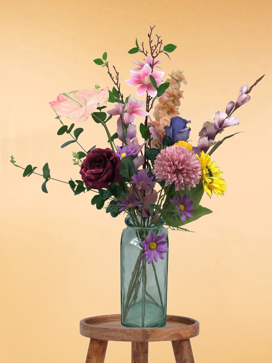 The Bloomistic® – Zijden Boeket – 70-80 cm hoog – Kunstbloemen – 14 stelen – voor haar – moederdag cadeautje – moederdag – nepbloemen – housewarming cadeau – decoratie – decoratie woonkamer
