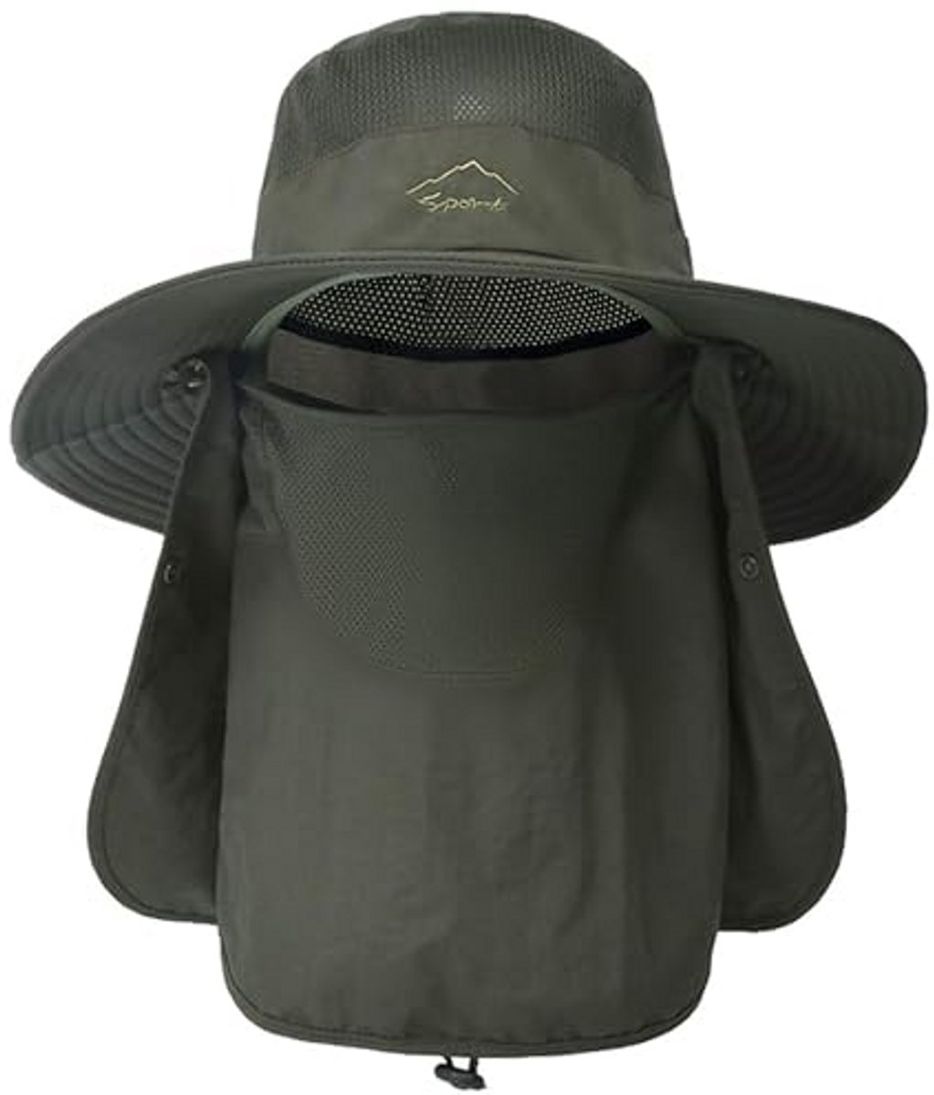 Kraftverdia® Zonnehoed voor dames en heren, Opvouwbare Vissershoed, Safari Boonie Cap, UPF 50+ bescherming Multifunctionele halsdoek