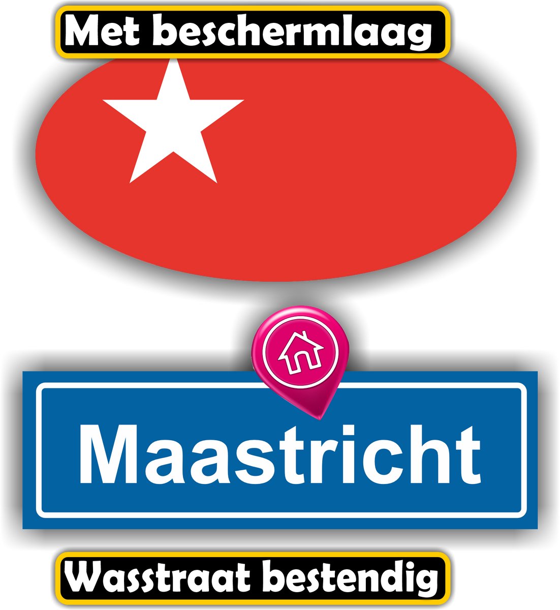 Jerma - Maastricht - Vlag - Auto - Sticker - set 2 st - Ovaal 13x7 cm - 13x6 cm - Zelfklevend - Vinyl