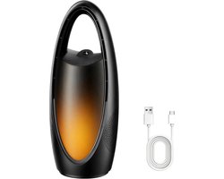 Bladloze koelventilator met nano– ideaal voor de nacht en warme dagen | 13-inch oplaadbare, stille tafelventilator voor babykamer, slaapkamer, kantoor en studentenkamer | 9 snelheden, oscillerend, nachtlampje en 9-uurs timer（Zwart）