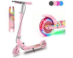 FOXSPORT Kinderstepjes - Kinderstep - Step - Kinderscooter - Draagkracht tot 100 kg - Kick Step - Voor Jongens en Meisjes - Vanaf 3-12 Jaar - Drie instelbare hoogte-opties - roze