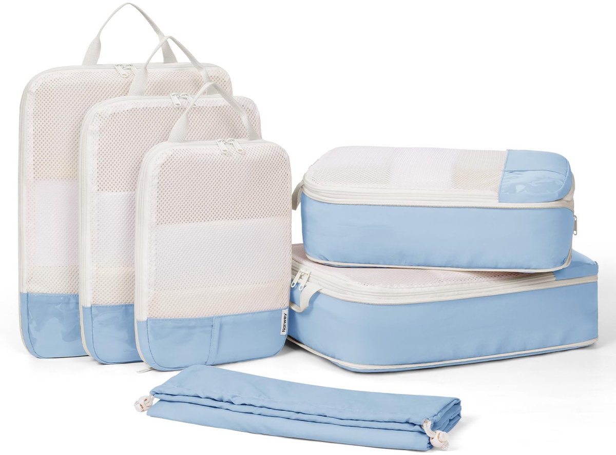 Dailygoods - Cosensi - Dailygoody - Compressiezakken - Inpakorganizers voor Koffers - Blauw - Pak Cubes - Ruimtebesparend - Geschikt voor Reizen - 6-delige Set