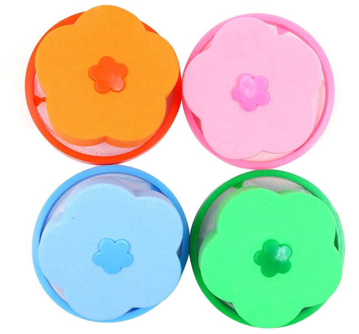 Dailygoods - Dailygoody - Drijvende Netfilterzakken voor Wasmachine - Herbruikbaar en Effectief - Blauw, Roze, Oranje, Groen - Haarfilters - 4 Stuks - Geschikt voo
