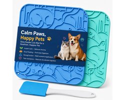 BOTC Likmat Hond met Silicone spatulas - 3-Delig Likmat Voermat Hond - voermat - Slowfeeder Hond - Blauw en Groen