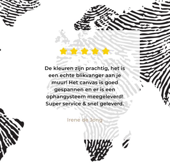Wereldkaart en toile - Citation - Empreinte digitale - 180x120 cm - Décoration murale