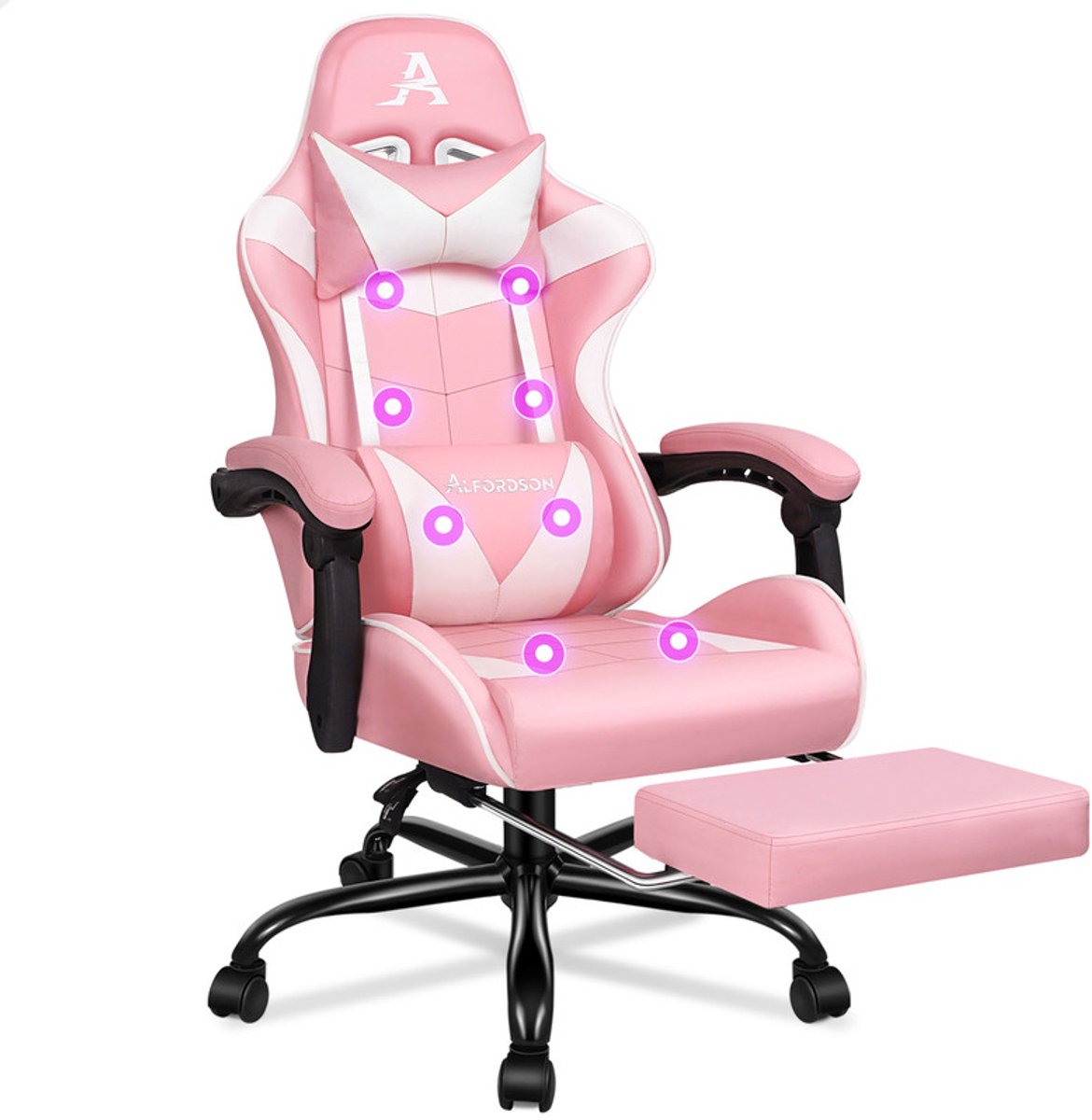 Bequemer & Massage-Gamer-Stuhl: Verstellbare Rückenlehne (90°-150°) + 8-Punkt-Massage. Optimale Unterstützung für Kopf, Schultern & Taille. Ideal für Arbeit, Gaming & Entspannung.
