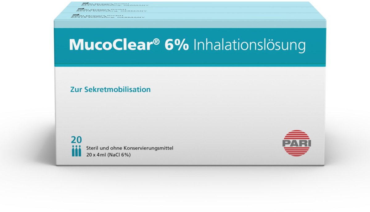 PARI MucoClear NaCl 6% Steriele Inhalatieoplossing - 60 x 4 ml Ampullen - Hypertoon Zout voor Slijmverdunning bij CF, COPD & Bronchiectasieën