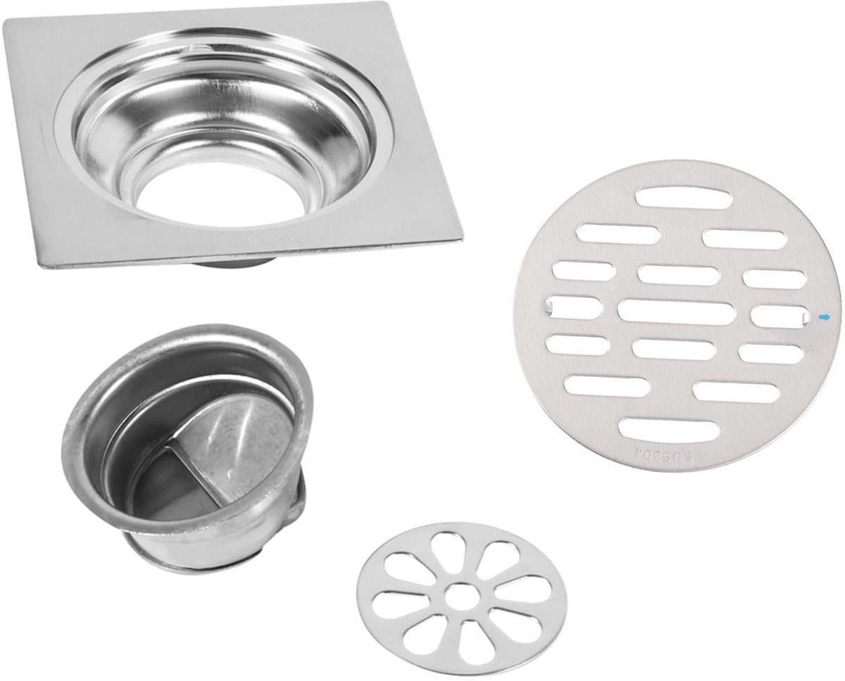 Dailygoods - Dailygoody - Dikke Roestvrijstalen Vierkante Doucheafvoer - Verwijderbare Afdekking - Modern Design - Badkamer Vloerafvoer - Hotel Kwaliteit - Geschi