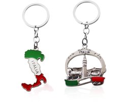 Dailygoods - Innovra - Dailygoods - Dailygoody - Italiaanse sleutelhanger - sleutelhangers van metaal - creatieve cadeauhangers - Meerkleurig - Italiaanse reissouvenirs - set van 2 - onm...