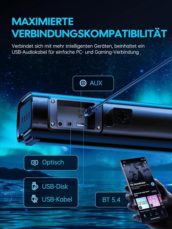 Mini Soundbar - PC Speakers - Voor TV - Bluethooth - Compact — afbeelding 3