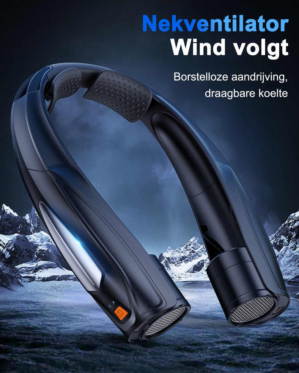 Draagbare NekVentilator -Mini Ventilator USB Oplaadbaar- 6000 mAh Lange Batterijduur - Handsfree gezichtventilator 6 standen met koeling ideaal Voor kampeeruitje Buitensport woon-werkverkeer en Dagelijks Gebruik — afbeelding 7