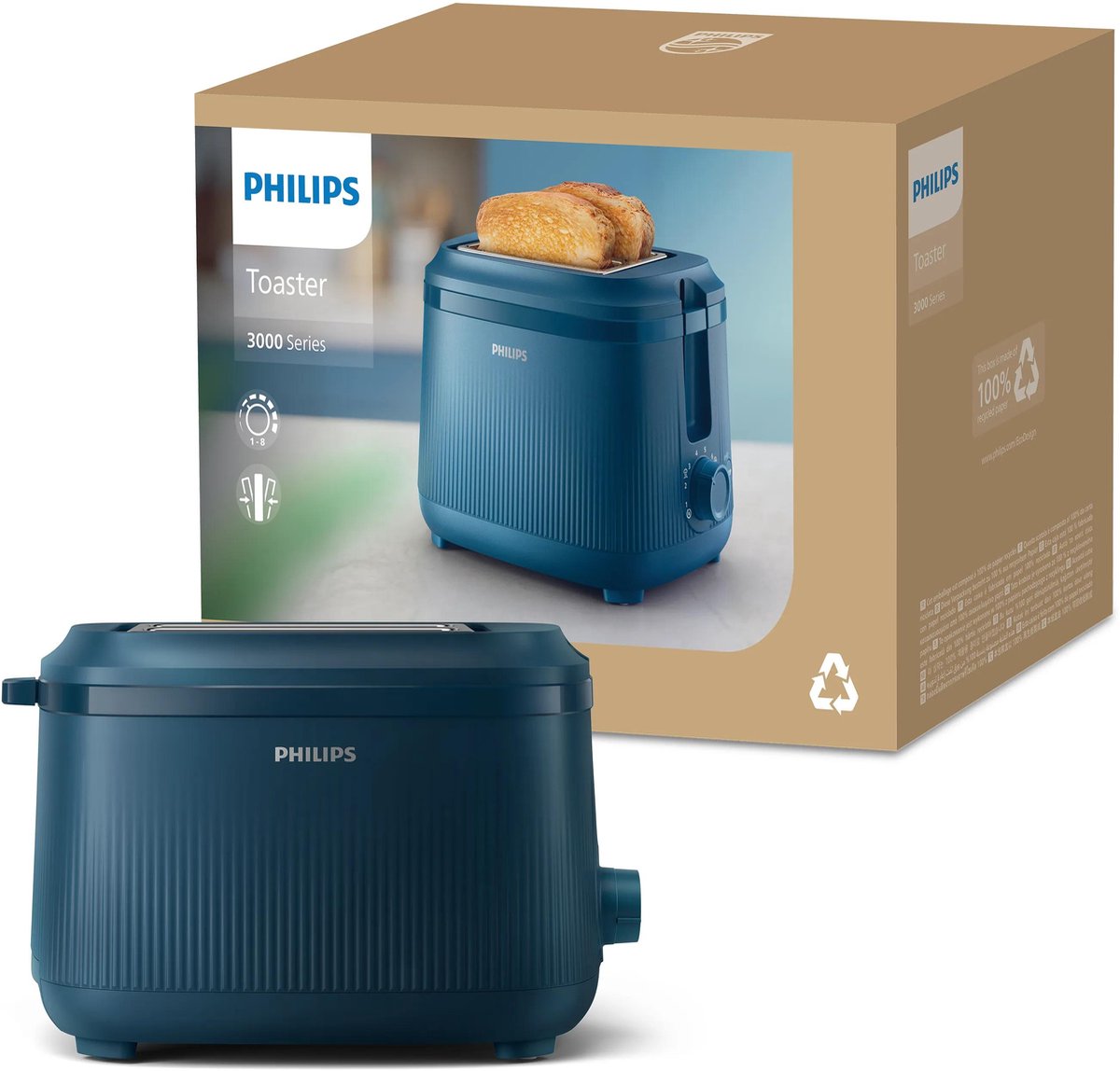 Philips HD2511/70 3000 Series Toaster - 900W - Blauw thumbnail 4